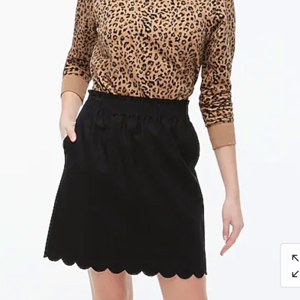 J crew linen black scalloped skirt with pockets